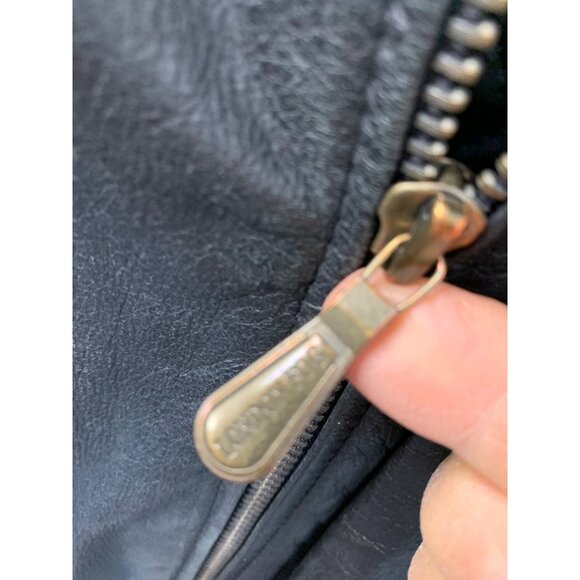 London Fog XL Black Leather Bomber Jacket Quilted Lining Multiple Pockets 8756 - Picture 10 of 12